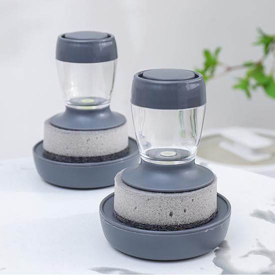 Pan Cleaning Brush Refillable Non-scratch Standing Type Kitchen Soap Dispensing Scrub