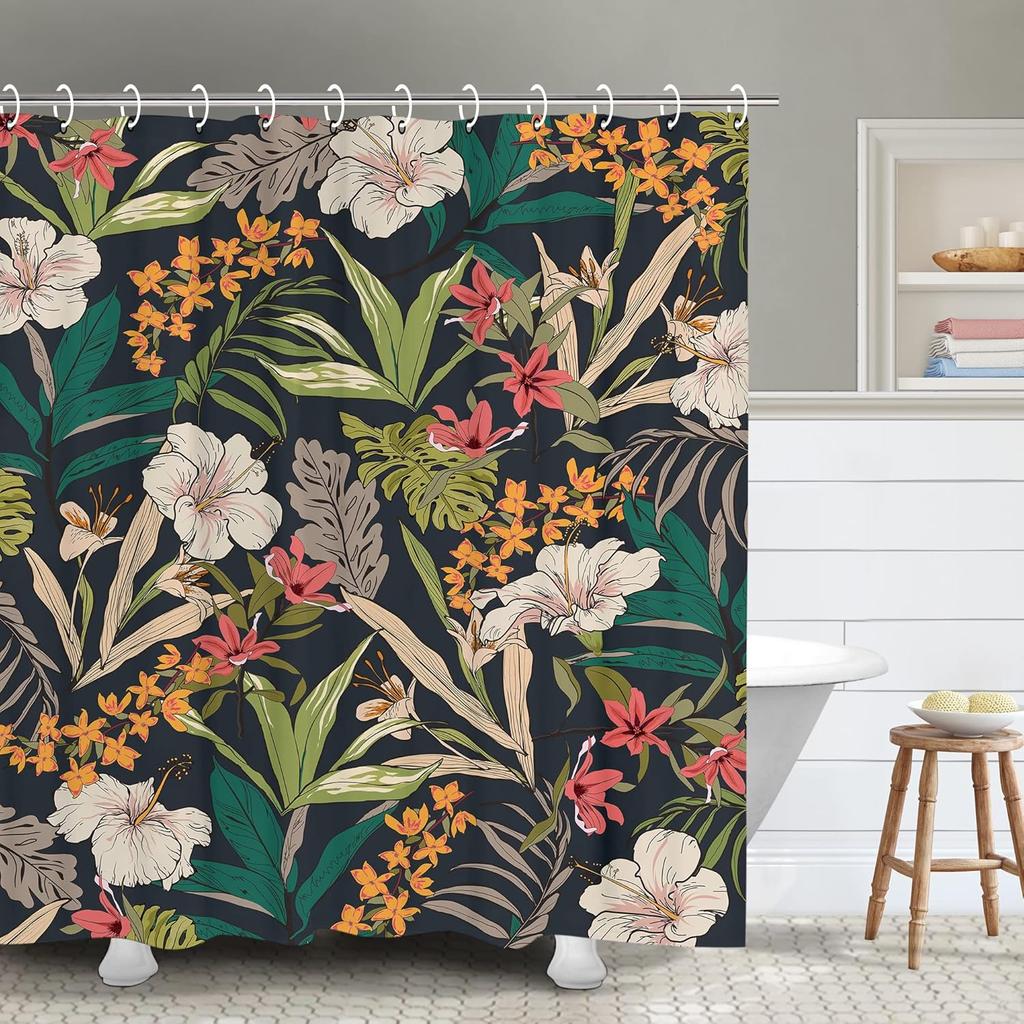 Southwest Cactus Shower Curtain - Tropical Succulent Desert Style 72x72 Inch, Wooden Board Bathroom Decor, Waterproof Polyester