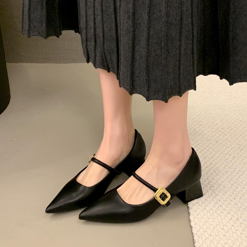 

Fashion Pointed Toe Women Loafers Black Brown White Casual Mules Shoes Belt Buckle Shallow Slip on Low Flat Heeled Party Pumps Size 40 35 чёрный