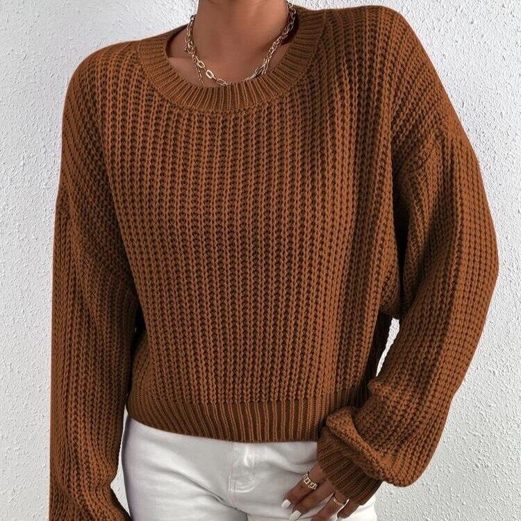 Loose Sexy Sweater Fashion Women Casual Sweater Autumn And Winter O-neck Long-sleeve Pullover Short Tops Elegant Shirt 28481