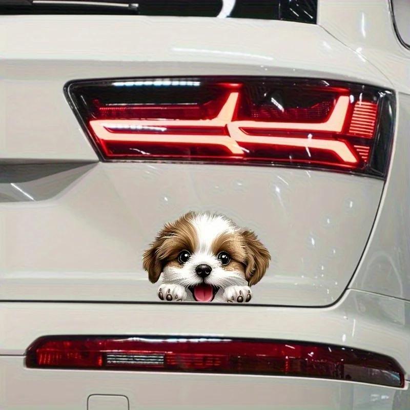 1PC Cartoon Dog Stickers, Double Sided Waterproof Matte Vinyl Animal Decals for Car Window Interior & Exterior Auto Decor