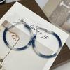 Verlaufend Blaue Handgefertigte Baumwollfaden-Ohrringe - Vintage Minimalistisch Chinesische Hänge-Creolen für Frauen