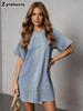 Fashion Casual Loose Denim Short Sleeve Dress Women's Clothing