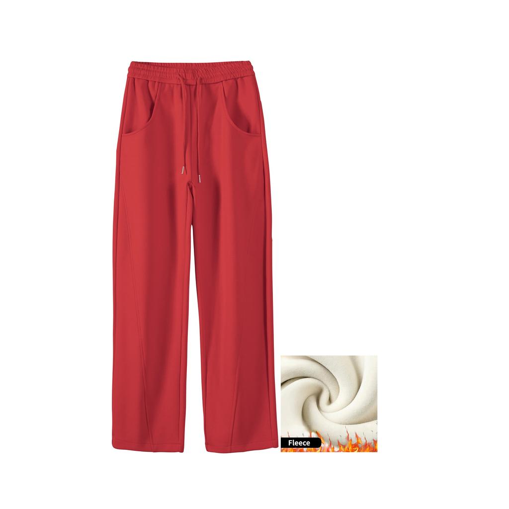 Lose Breite Bein Hosen 2022 Herbst frauen Rot Jogginghose Hohe Taille Lose Hosen frauen Mode Straße Gerade Hosen