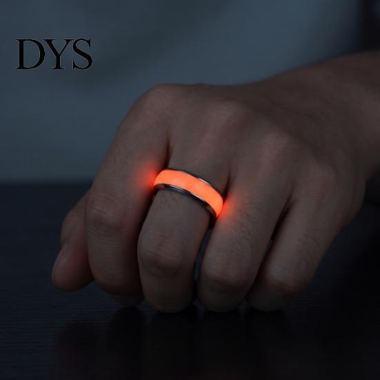 Modern Finger Decoration Luminous Ring for Couples, 6mm Stainless Steel Hypoallergenic with Versatile Decorative Resin Bands Colorful Inlay,