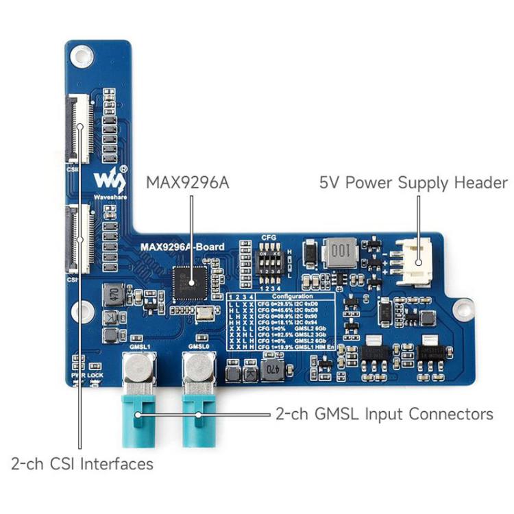 2-Ch GMSL Camera Adapter Board Equipped With MAX9296A Deserializer High-Speed And Low-Latency Serial Transmission