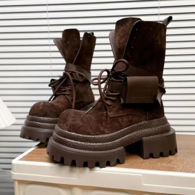 Women'S Boots Flats Platform Designer Shoes Suede Fashion Woman'Ankle Boots Winter  New Sport Motorcycle Boots