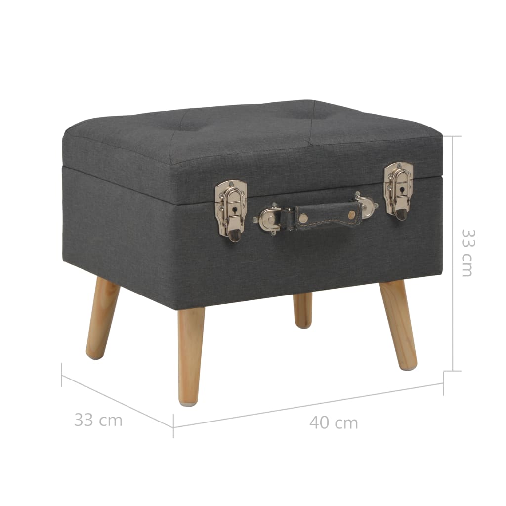 Storage Footstool 40 cm Dark Grey Fabric