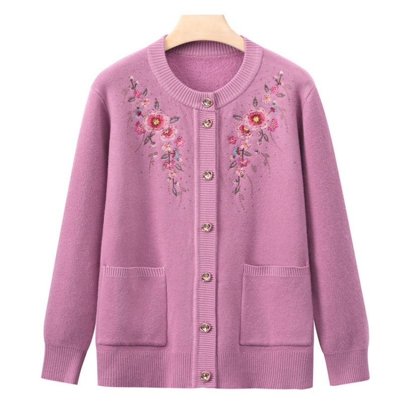 Grandma winter clothes new bottoming shirt women middle-aged and elderly knitted sweater temperament mother cardigan top old lady clothes