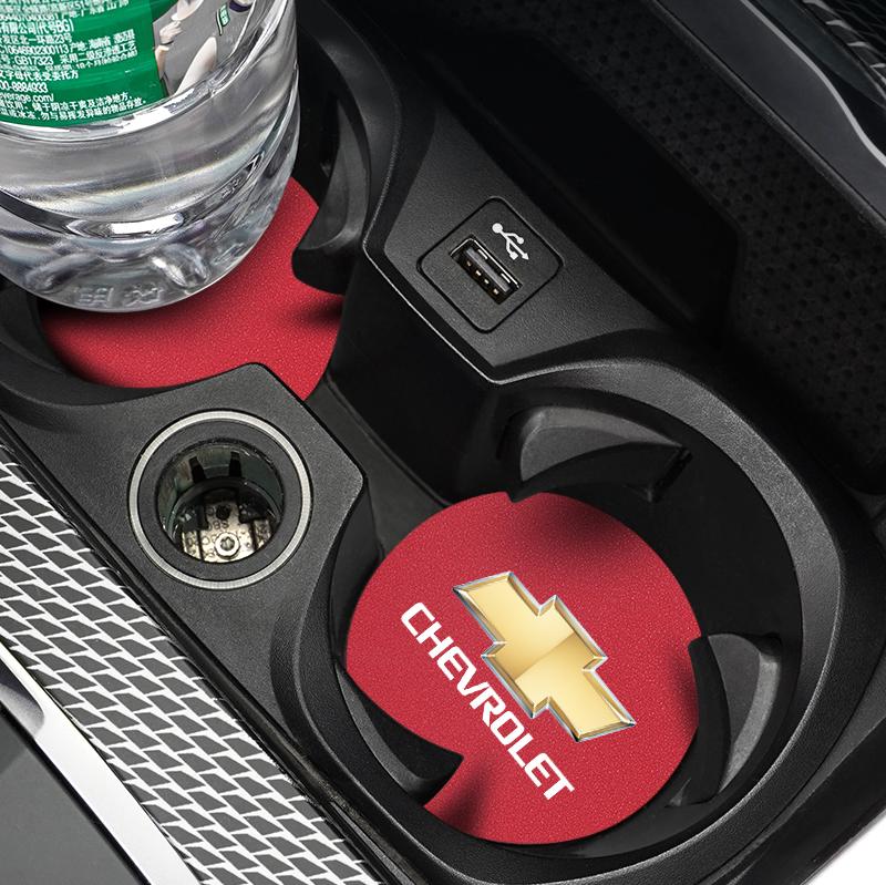 2Pcs Car Cup Mats Anti Noise Coaster Interior Accessories For Chevrolet Spark Captiva Cruze Malibu Equinox Trax Camaro Blazer