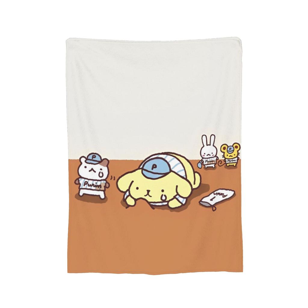 Cute Pom Pom Purin Pattern Blankets Flannel Summer Air Conditioning Breathable Soft Throw Blanket for Home Bedroom Bedspread