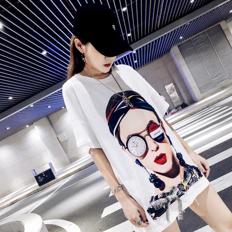 

Женская футболка оверсайз с коротким рукавом в европейском стиле - Модная свободная летняя футболка 7290 Extra Large белый