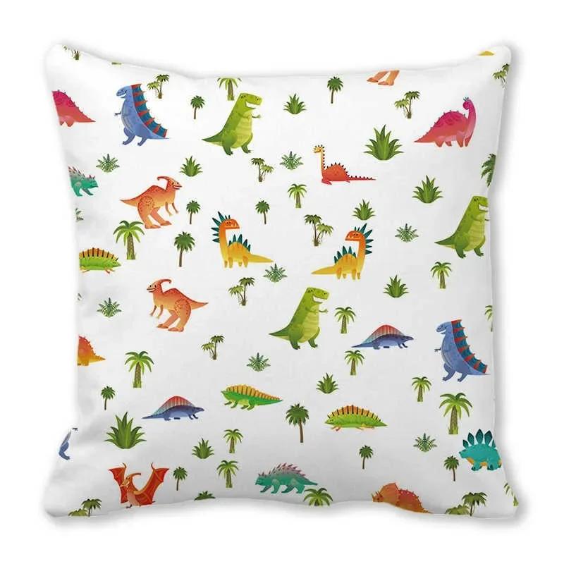 Office Sofa Car Cushion Cover Luxury Home Decoration Pillow Cover Cute Cartoon Little Dinosaur Animal Pattern