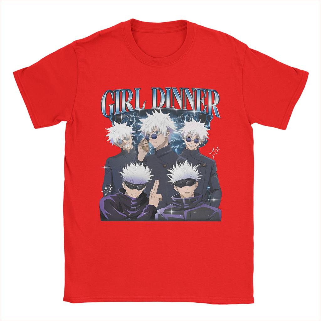 Unisexs Satoru Gojo Girl Dinner JJK Anime T Shirt Cotton Tops Crazy Short Sleeve Crewneck Tee Shirt Party TShirt