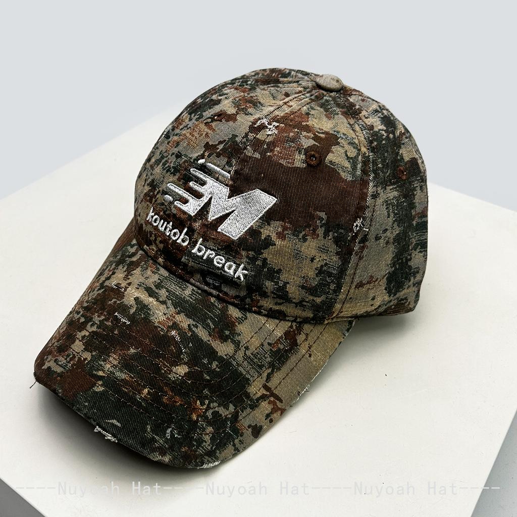 And Women American Vintage Camouflage Embroidered Letter Prints Baseball Caps Sun Protection Street Style All-Match Hip-Hop Peaked Hats Fashion