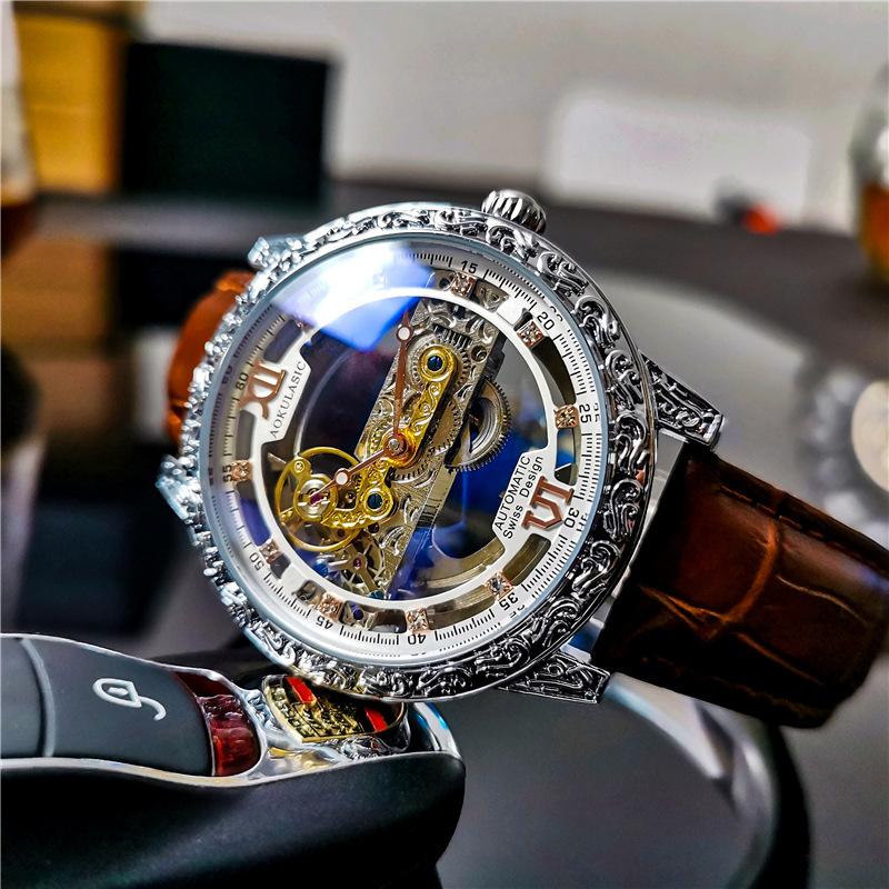 

No Need To Wind Up, Fully Automatic Mechanical Watch, Men S Watch, Double-Sided Hollow Waterproof Luminous Men S Watch