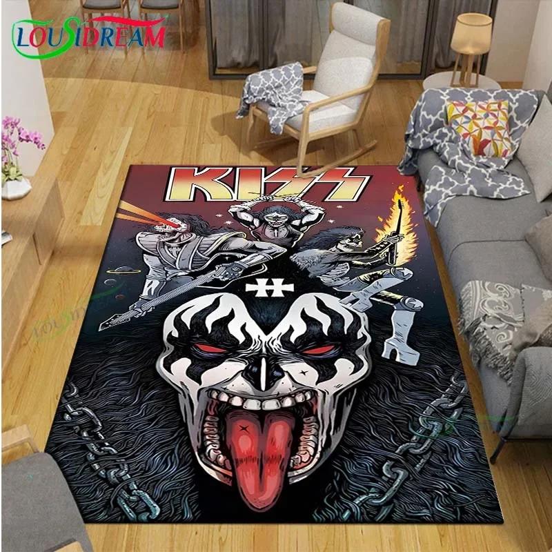 Berühmte Musik Heavy Metal Band KK-Kiss Bedruckte Teppiche Wohnzimmer Anti-Rutsch-Bereichsteppich Kinderzimmer Matten Yogamatte Großer Teppich