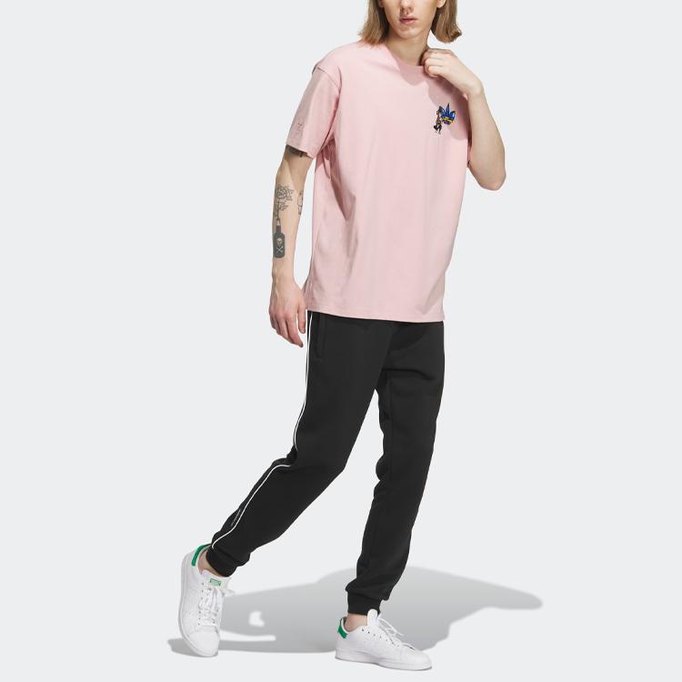 Adidas Originals X Monkey Kingdom Gfx Tee Cartoon Print Round Neck T-Shirt Unisex Tops Miracle-Purple Pink IP1793