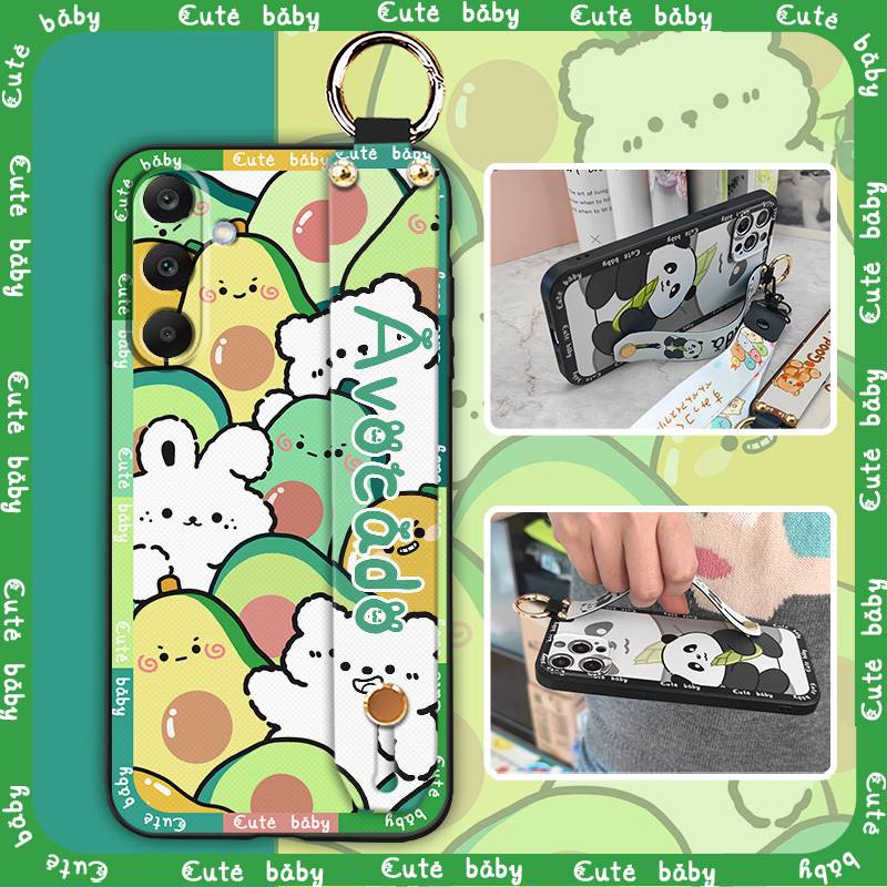 Waterproof Silicone Phone Case For Samsung Galaxy A17 Cute Wrist Strap Back Cover Fashion Design Kickstand Lanyard Ring