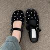 Baotou half slippers women's summer wear rhinestones gentle ballet flat Mary Jane single shoes