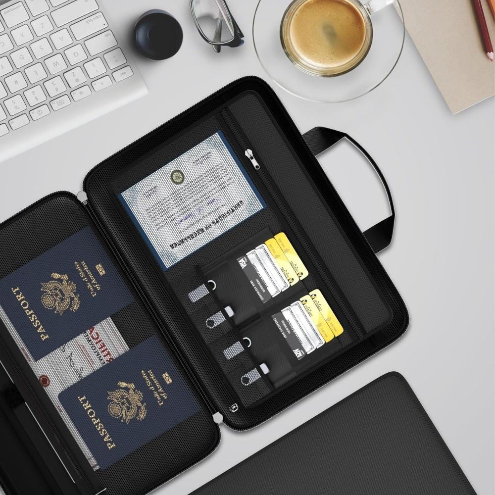 Caja de Documentos Ignífuga de Tapa Dura con Bolsillo Estuche Portátil Seguro para Almacenamiento Protección de Documentos