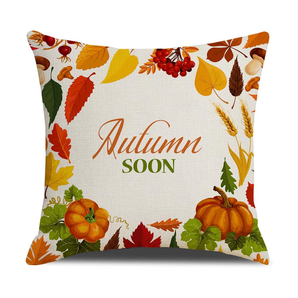 Harvest Series Cushion Cover Yellow Autumn Pumpkin Maple Leaf Pillow Cushion Cover Home Cushion Cover