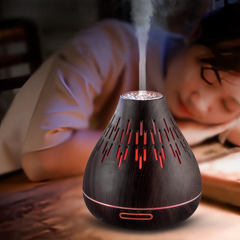 

400ML Essential Oil Diffuser, Aromatherapy Cool Mist Humidifier with 7 Colors Lights & 4 Timer for Home Office Bedroom UK темний колір блондин