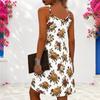 Women Plus Size Criss Cross Cutout Neck Sleeveless White Floral Printed Fitted Curved Hem Dress