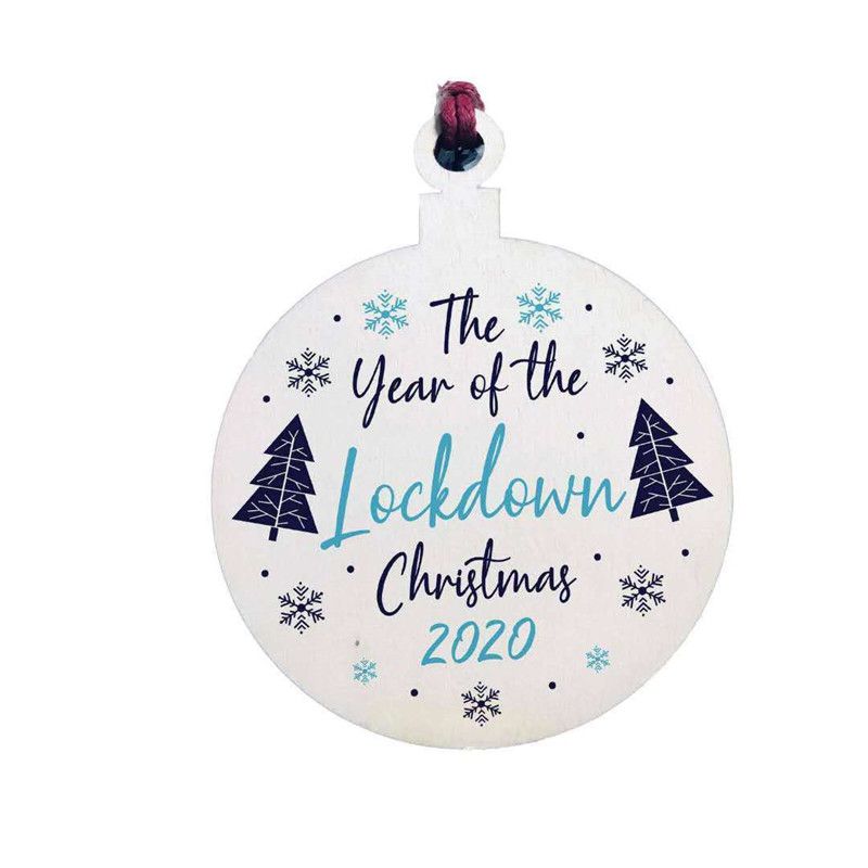 

Gift Decorations Christmas Hanging Bauble Wooden The Year Of The Lockdown 2020 Blue