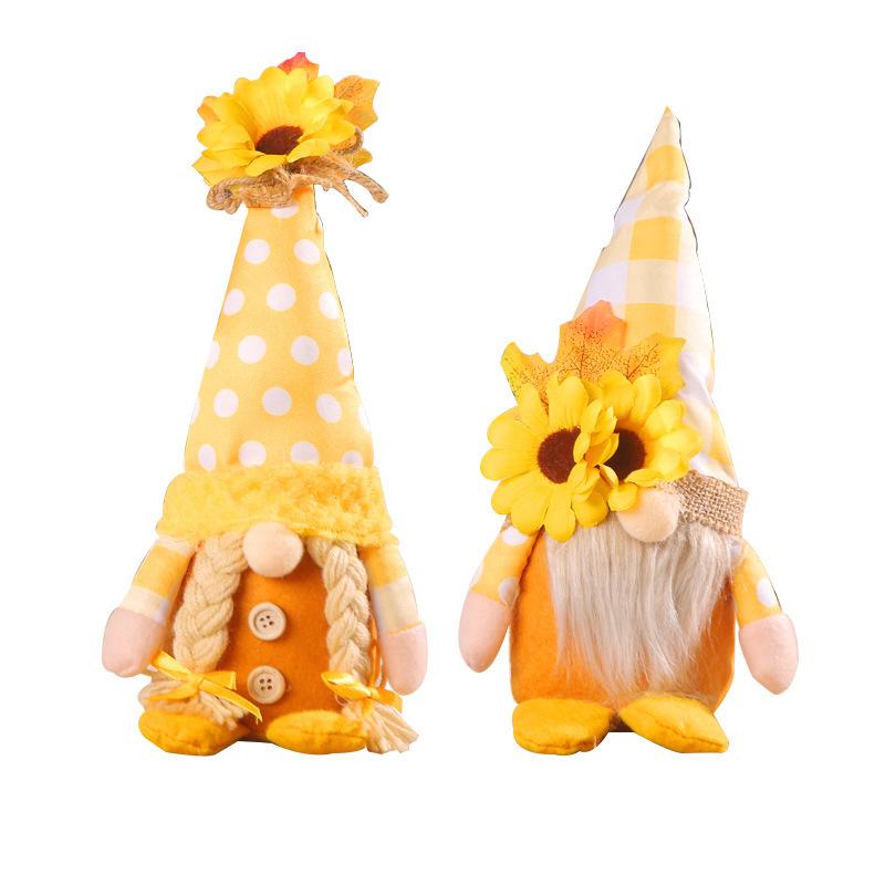 Zhongran Autumn Sunflower Couple Rudolph Doll Standing Posture Decoration Faceless Doll Ornament Props