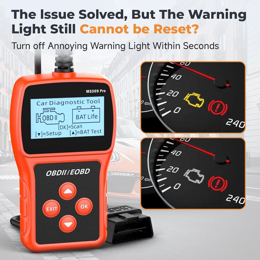 OBD2 Scanner with Battery Tester - Code Reader Engine Fault Scanner Diagnostic Scan Tool for OBD II Protocol Cars Since 1996, Real-Time Data