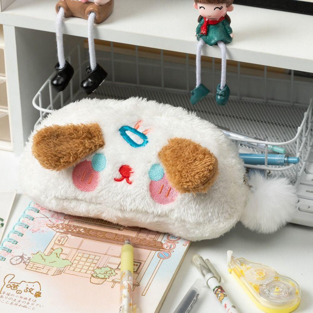 Plush Pencil Case Puppy Shape Stationery Storage Bag Stationery Organizer  School Supplies