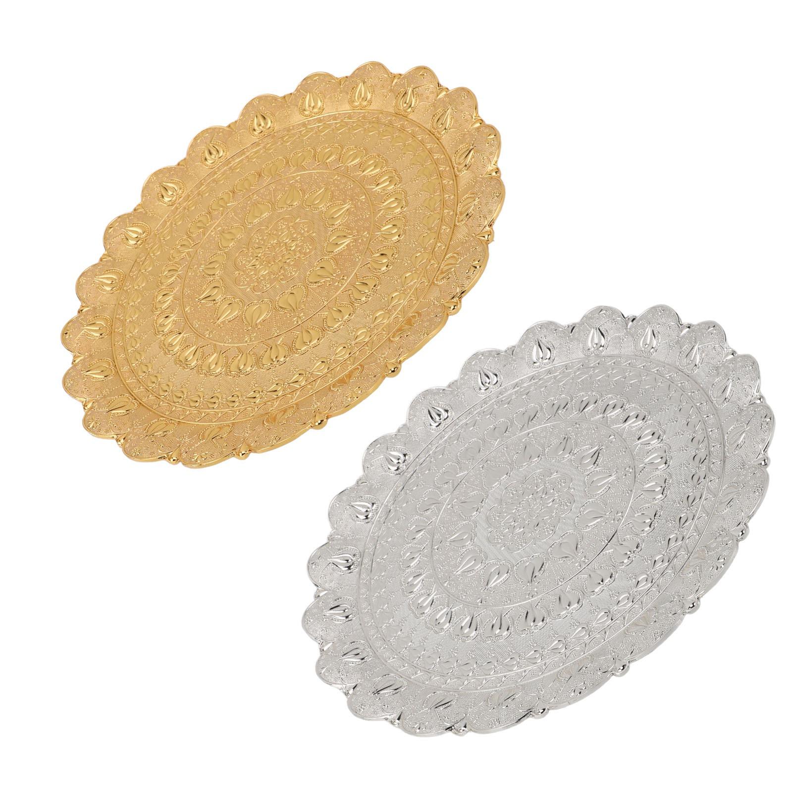 Турецкий чайный кофейный поднос в винтажном стиле с тисненым узором круглая кофейная — фото 9