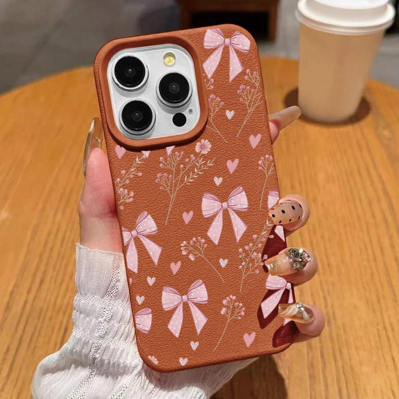 Pink Floral Bowknot Case For Samsung Galaxy A07 A36 5G A26 A06 A16 A15 A25 A55 A35 A54 A14 A34 A24 A32 A52 A72 A53 A33 A05 A05S