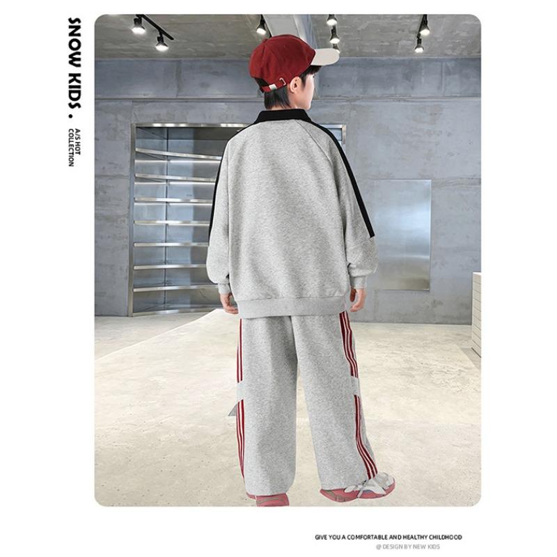 Boys Casual College Style Two Piece Sweatshirt Set