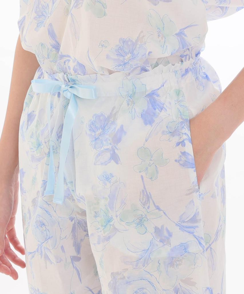 Narue White Pajama Size Lawn Floral Frill Sleeve Pajamas Women's Set, 60,