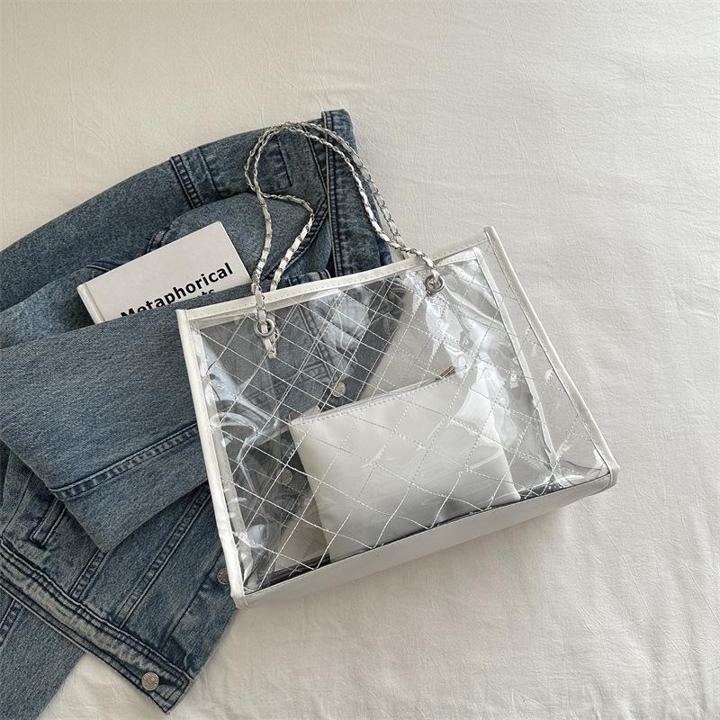 

Сумка из ПВХ прозрачная желе женская сумка летняя новая модная сумка через плечо подмышкой повседневная большая вместительная сумка прозрачный белый