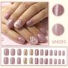 Gentle Nude Pink Flower Branch Wearable Nails Flower Glitter Short Fake Nails For Daily Commuting Wearable Nails