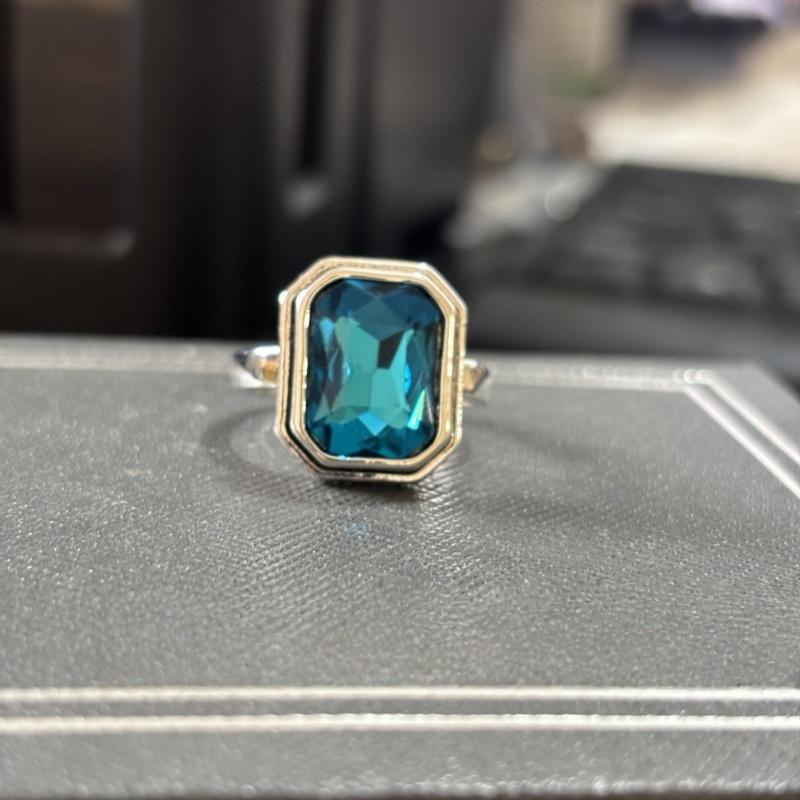 Fashionable Blue Square Cubic Zirconia Imitation Crystal Ring Suitable For women's Luxury  Cocktail Party Wholesale
