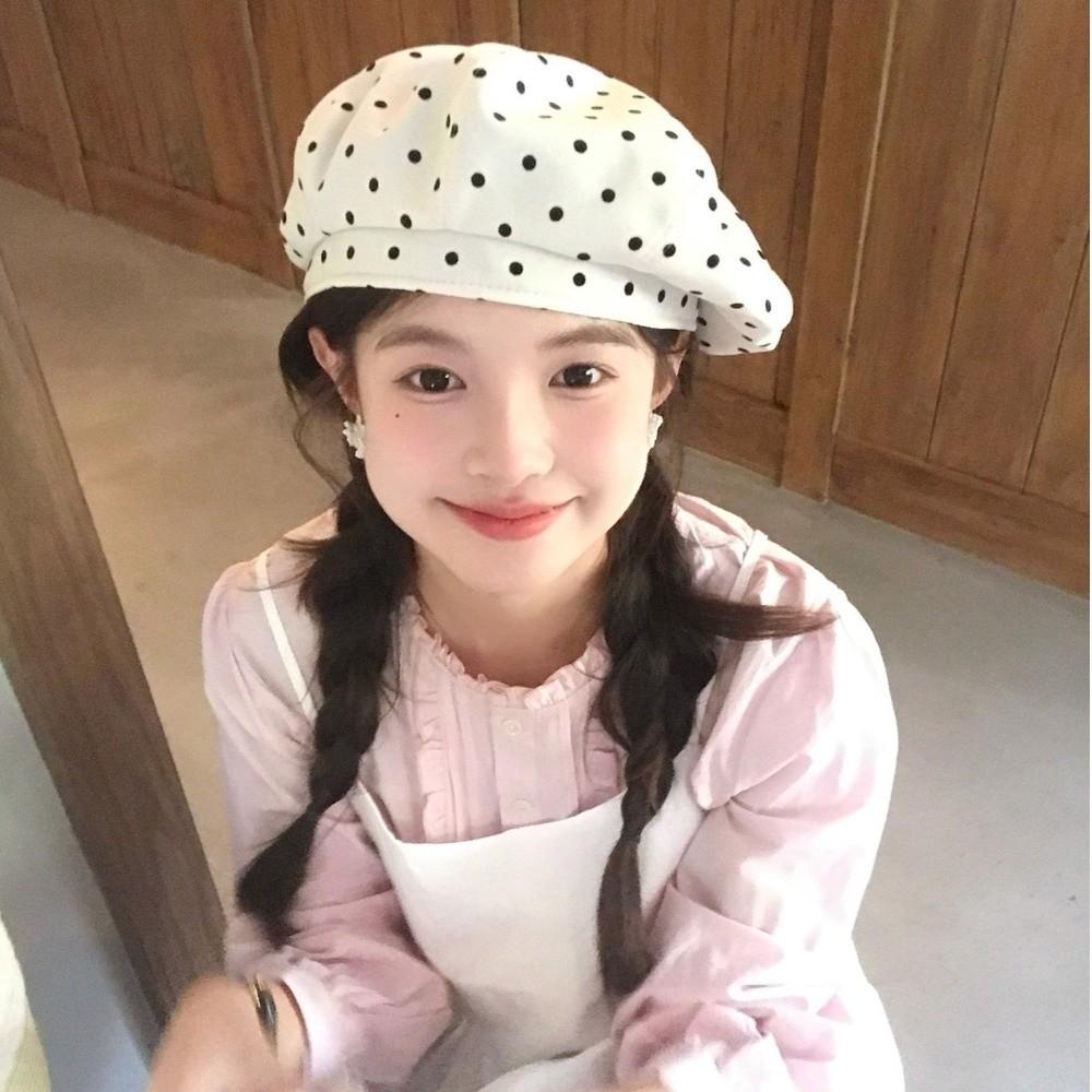 Literary Polka Dot Berets Artistic Newsboy Hat Versatile Painter Hat for Women