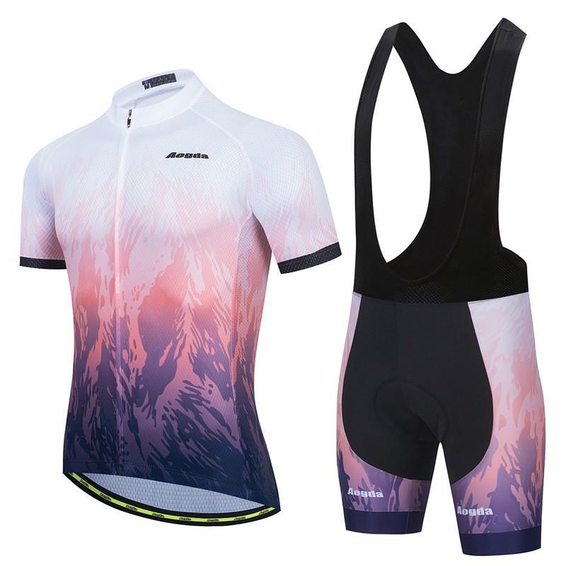 

AOGDA New Men s Bicycle Riding Suit Short-sleeved Strap Breathable Clothes XS