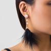 Ingemark Romantic Long Tassel Fluffy Feather Drop Earrings for Women Wed Elegant Boho Imitation Zircon Dangle Earring Y2K Zircon
