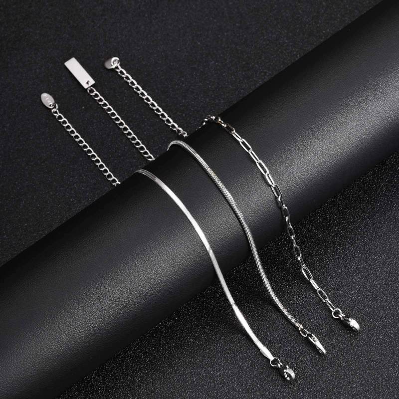 Men's Thin Chain Bracelet,Never Fade Stainless Steel Adjustable Wristband,Minimalist Hip Hop Jewelry Gift