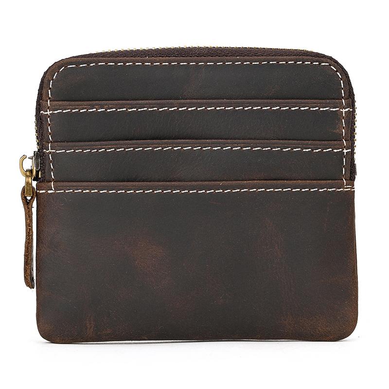 Mini Coin Purse Wallet Genuine Leather Men Woman Card Holder Zipper Small Purse For Coins Cards Cash Little Wallet Male Female