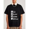 White T Shirt Eat Sleep Anime Repeat Graphic Print for Casual Wear