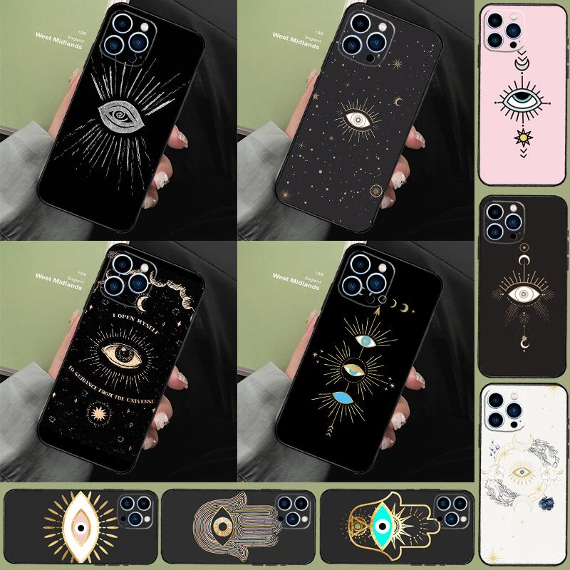 Evil Eye Hamsa Funda Case For iPhone 16 Pro Max 15 14 11 12 13 Pro Max Mini XR 16e 16 15 Plus Phone Cover