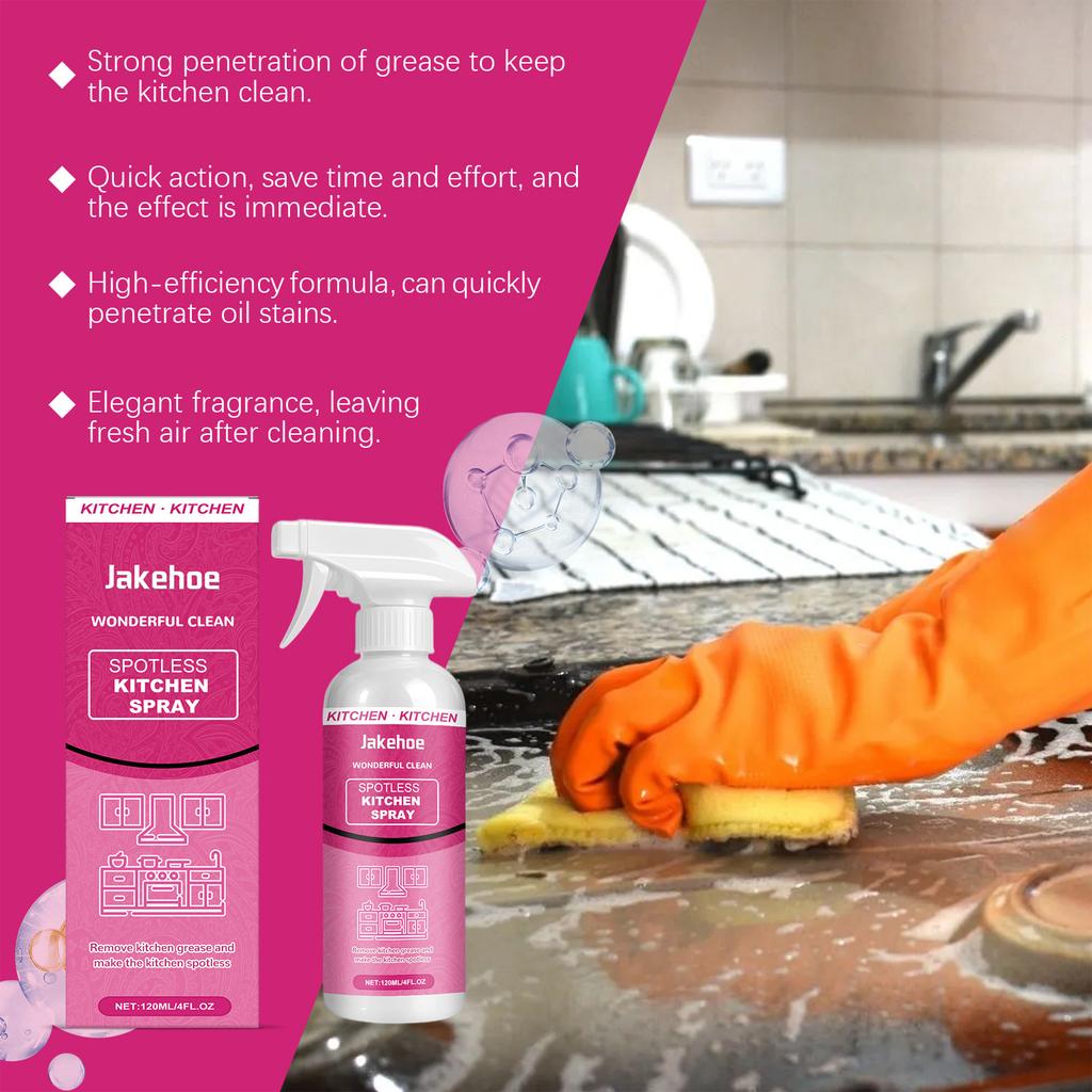 Kitchen Cleaner Spray 120ml Spotless Powerful Grease Oil Stain Remover High-efficiency Deep-cleaning Household Cleaning Supplies