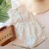 Girls' 2026 Elegant White Pure Cotton Hollow-Out Suit Set