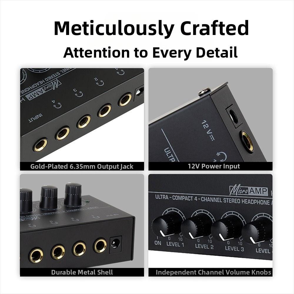 4 Channels Stereo Headphone Amplifier Ultra-Compact With Power Adapter HA400 Headphone Amplifier