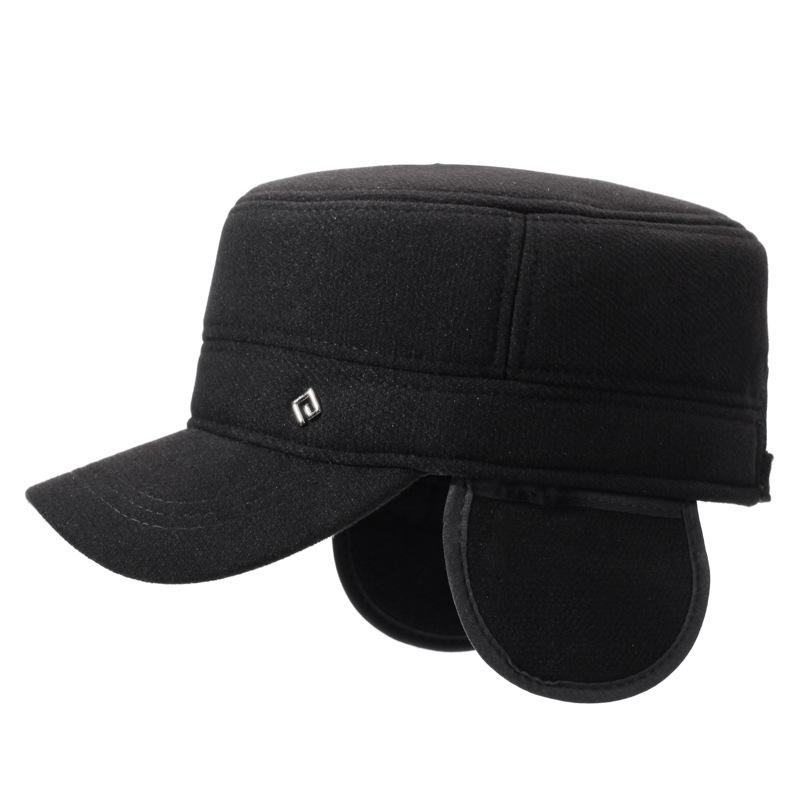 Men's Autumn Winter Hat Warm Cap Middle-Aged and Elderly Winter Ear Protection Flat Cap Outdoor Velvet Thick Cotton Cap